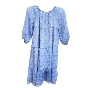 Zara girls floral tiered organza puff sleeve dress size 13/14